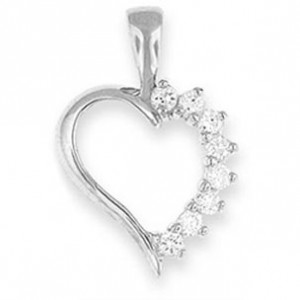 Cubic Zirconia on Silver Heart Pendant